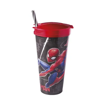 Copo Com Canudo Homem-Aranha 02 Em 01 540ML Menino 20921